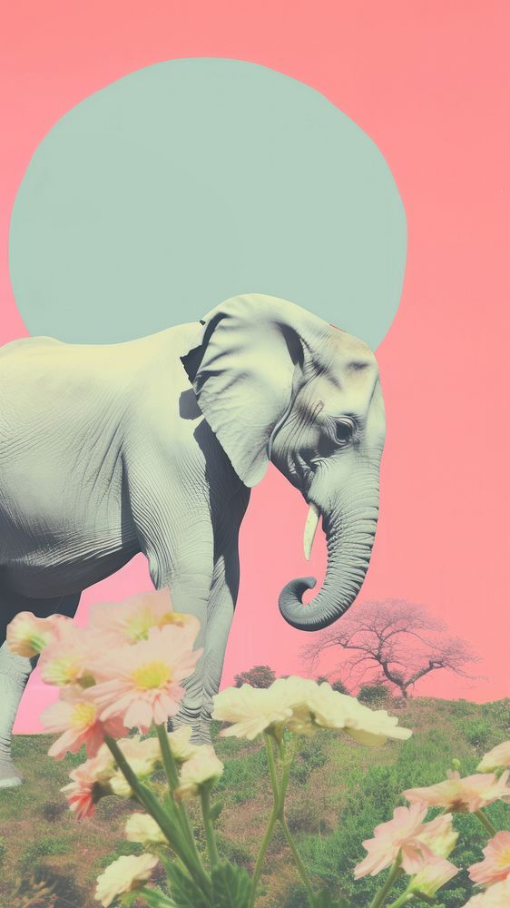 Animal art elephant wildlife. AI generated Image by rawpixel.