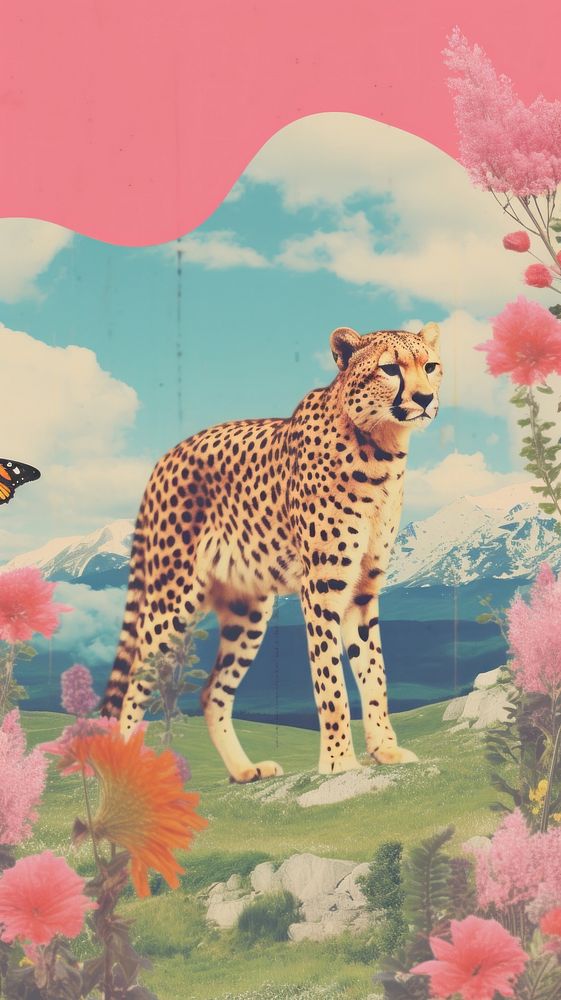 Animal wildlife outdoors cheetah. AI generated Image by rawpixel.