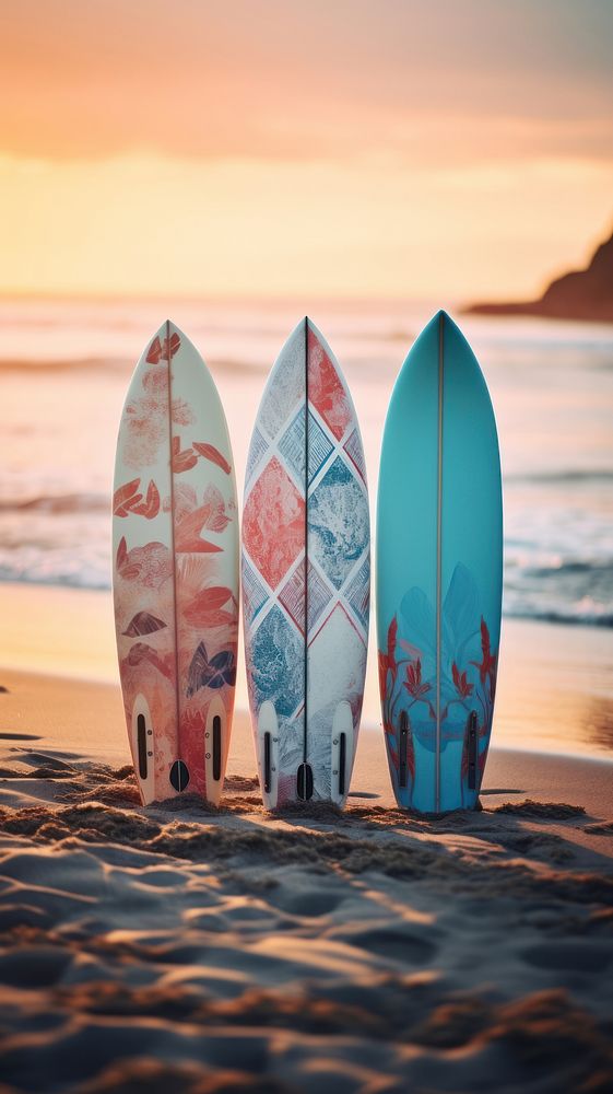 Cute surfboards on the beach outdoors surfing nature.