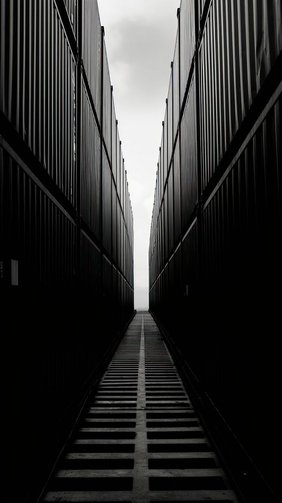 Photography of container shipping black white transportation.