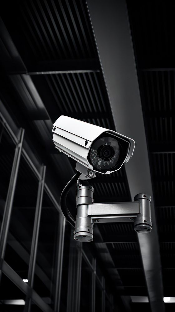 Photography of CCTV security lighting black.
