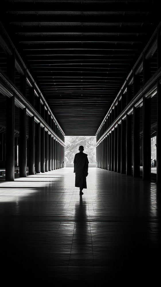 Photography of Buddhist templae architecture silhouette corridor.