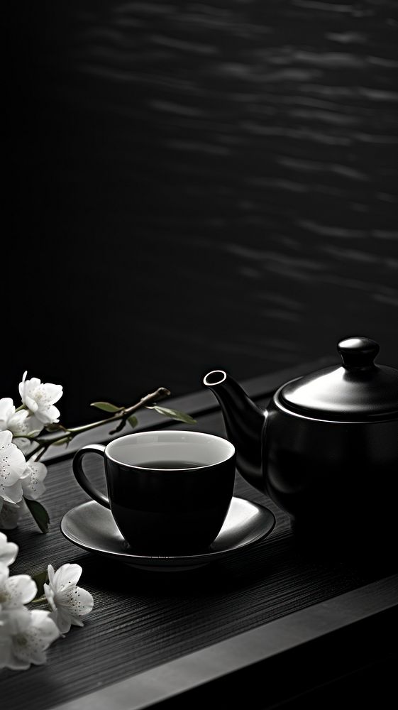 Photography of Japanese tea saucer teapot black.