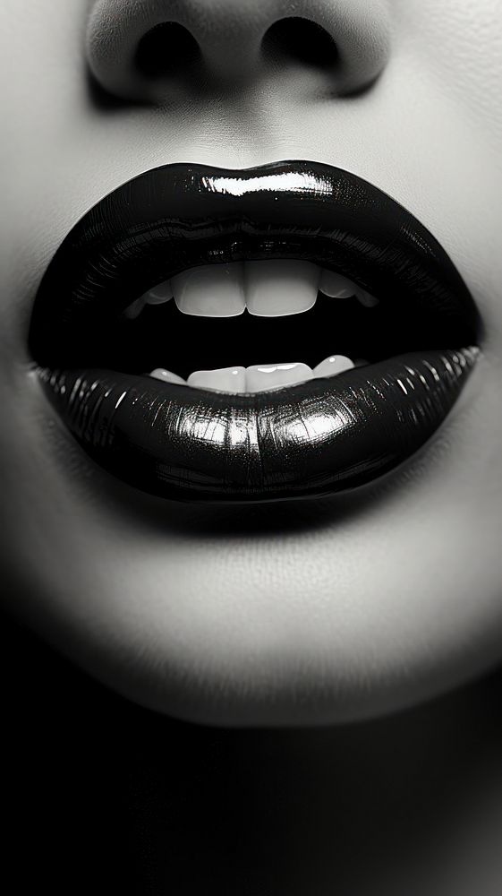 Photography of smiling lips black white perfection.