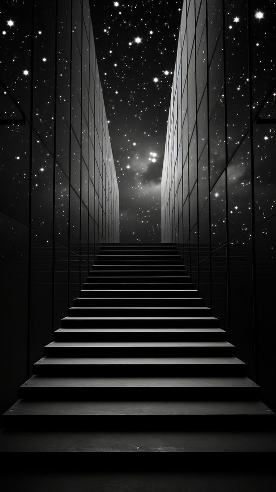 Photography of stars architecture staircase black.