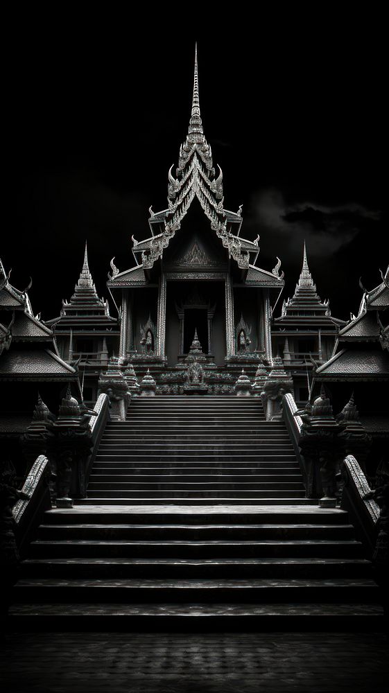Photography of Thai temple architecture building pagoda.