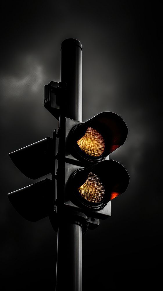 Photography of traffic light black illuminated monochrome.