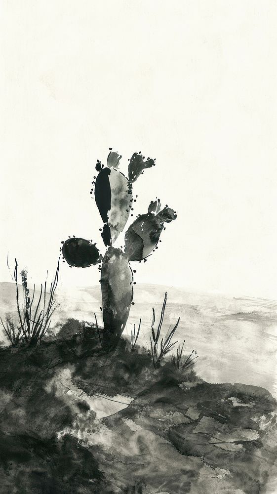Cactus painting plant tranquility.