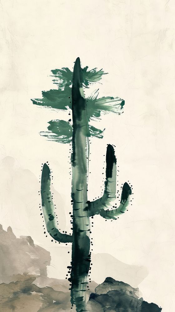 Cactus backgrounds painting plant.