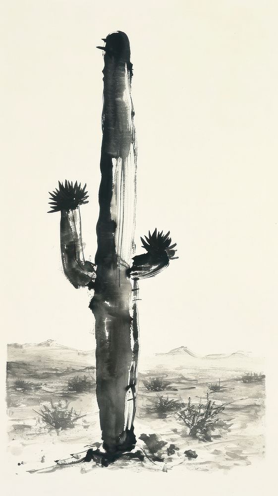 Painting drawing cactus desert.