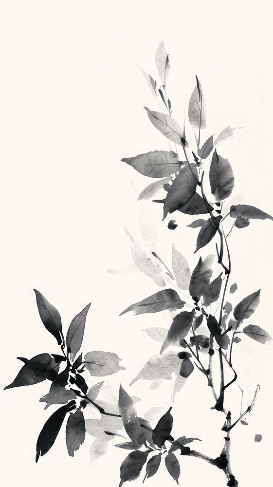 Drawing sketch plant white.