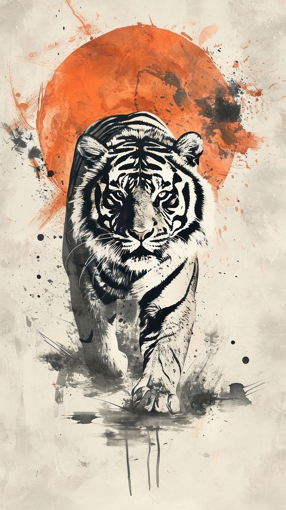 Tiger painting drawing animal.
