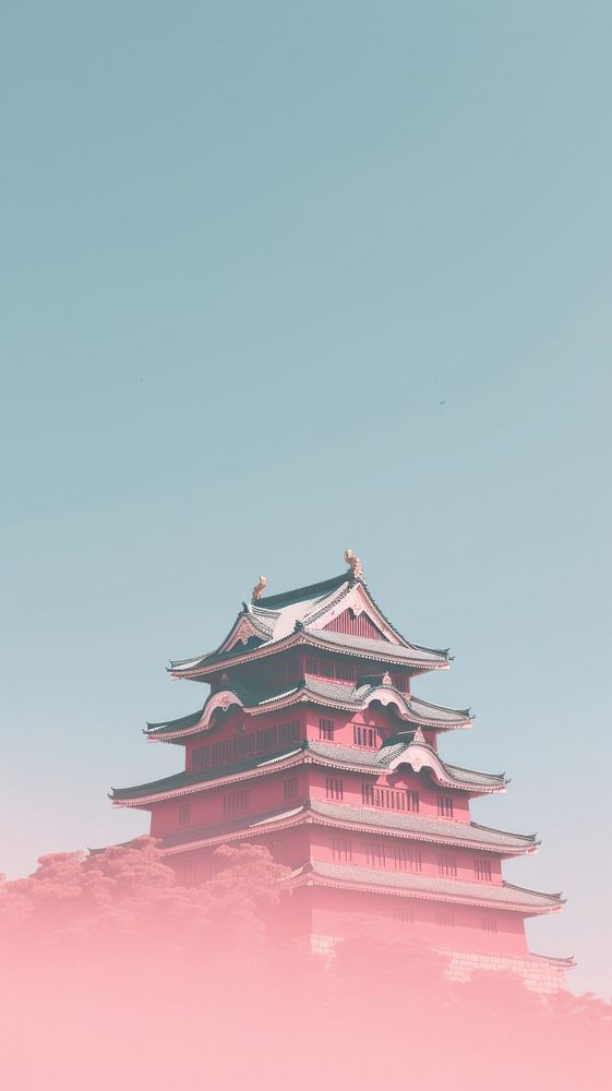 Japan castle red spirituality architecture. AI generated Image by rawpixel.