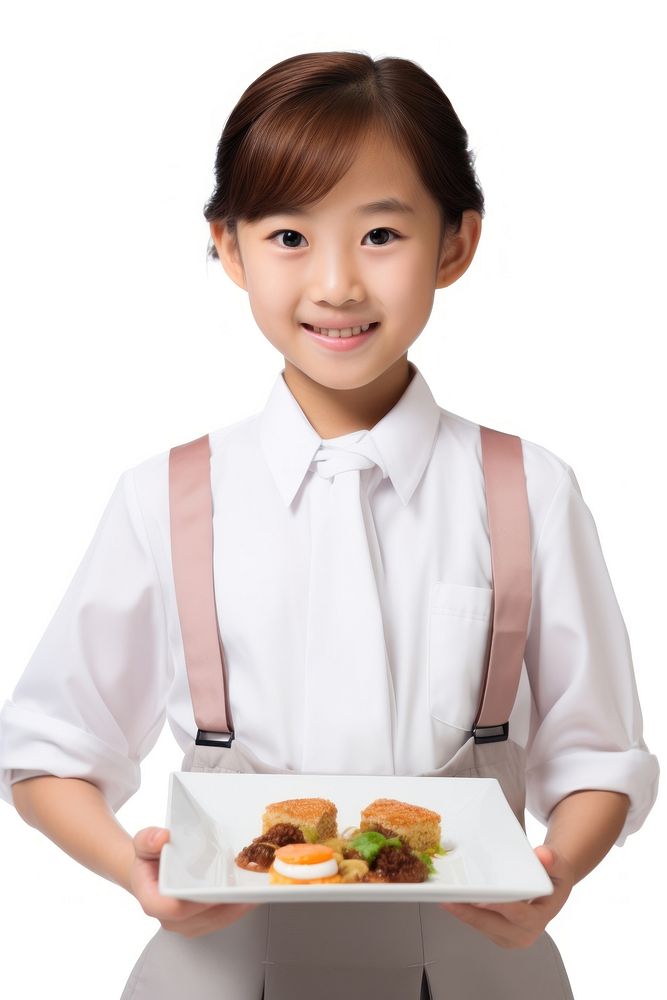 Japanese kid Waitress chef food hairstyle.