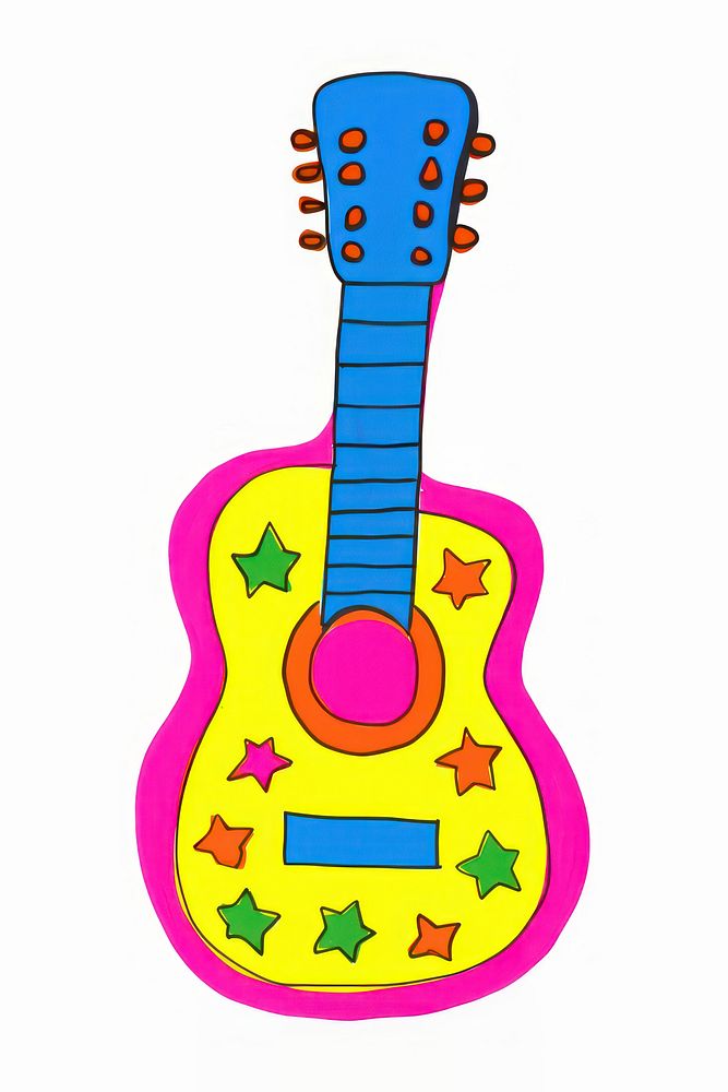 Guitar white background vibrant color creativity. AI generated Image by rawpixel.