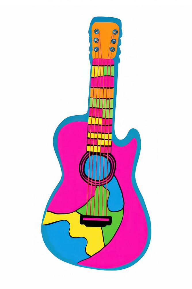 Guitar white background vibrant color performance. AI generated Image by rawpixel.