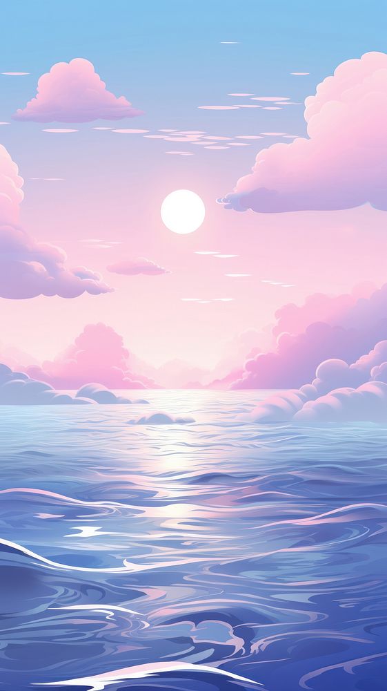 Blue and pink ocean backgrounds sunlight outdoors.