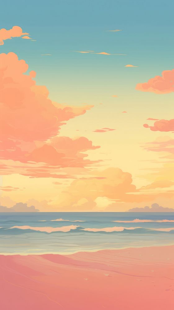 Beautiful sunset beach wallpaper outdoors painting horizon.