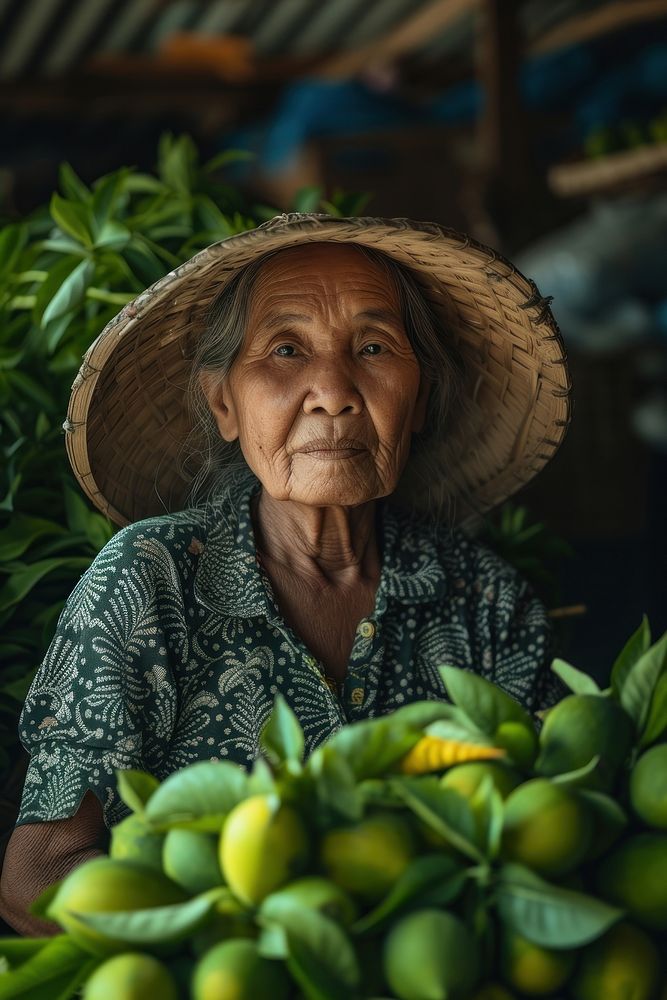 Laos woman farmer portrait adult fruit.