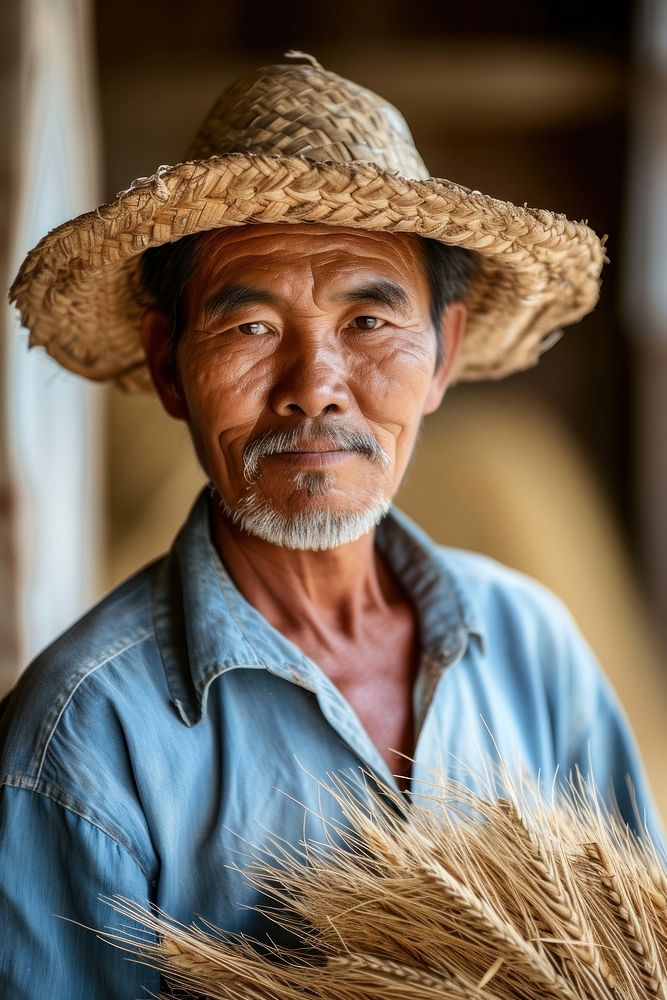 Laos farmer portrait outdoors adult.