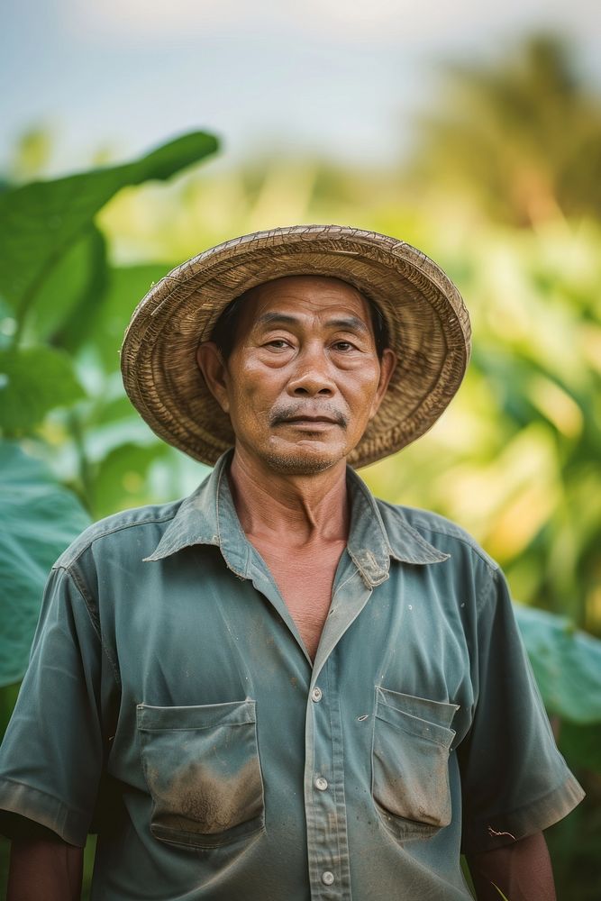 Laos man farmer portrait agriculture plantation.