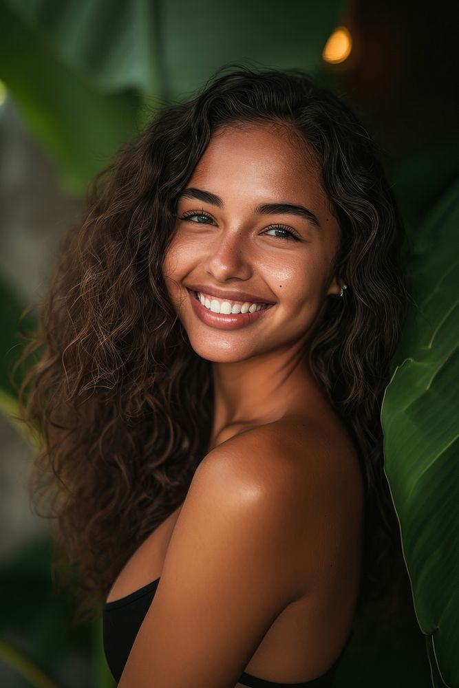 Latina Brazilian girl smile portrait smiling.