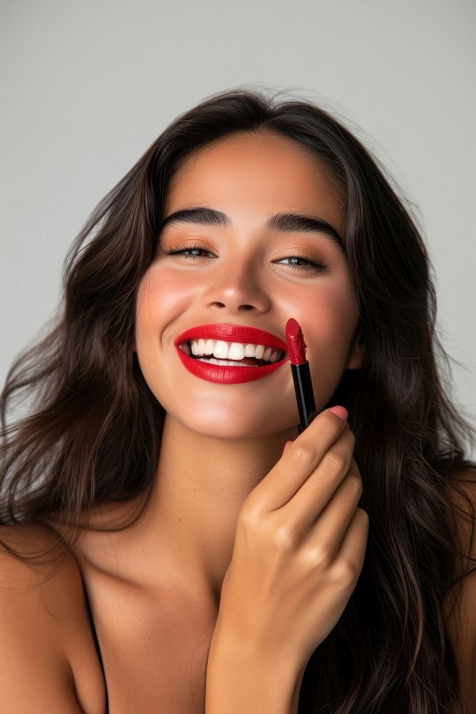 A latina Mexican model lipstick cosmetics makeup.
