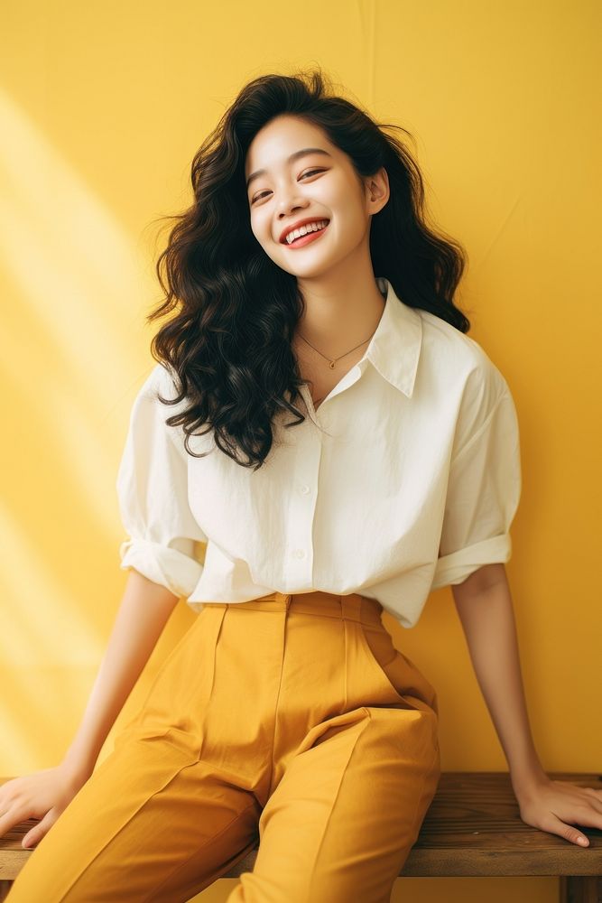 Korean woman smiling blouse smile adult.
