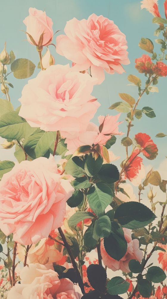 Roses outdoors blossom flower. AI generated Image by rawpixel.