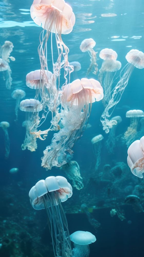 Jellyfishes in a sea outdoors nature animal.