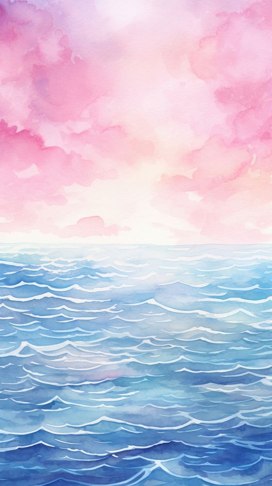 Blue and pink ocean outdoors nature water.