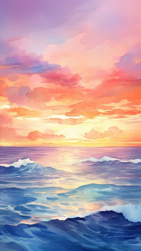 Sunset on the ocean landscape outdoors horizon.