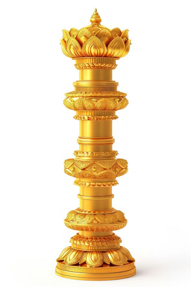 The Buddhist Ashoka Pillar gold white background spirituality.