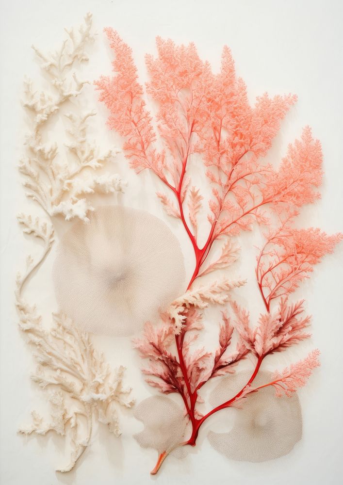 Real Pressed a coral reef flower plant art.