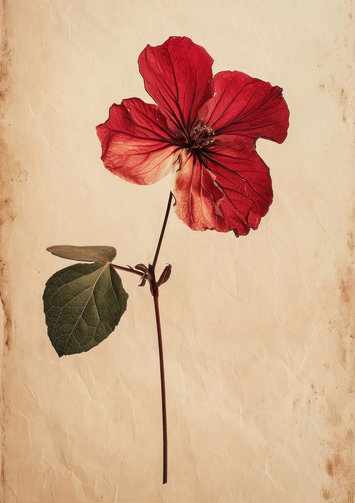 Real Pressed a Christmas flower hibiscus petal plant.