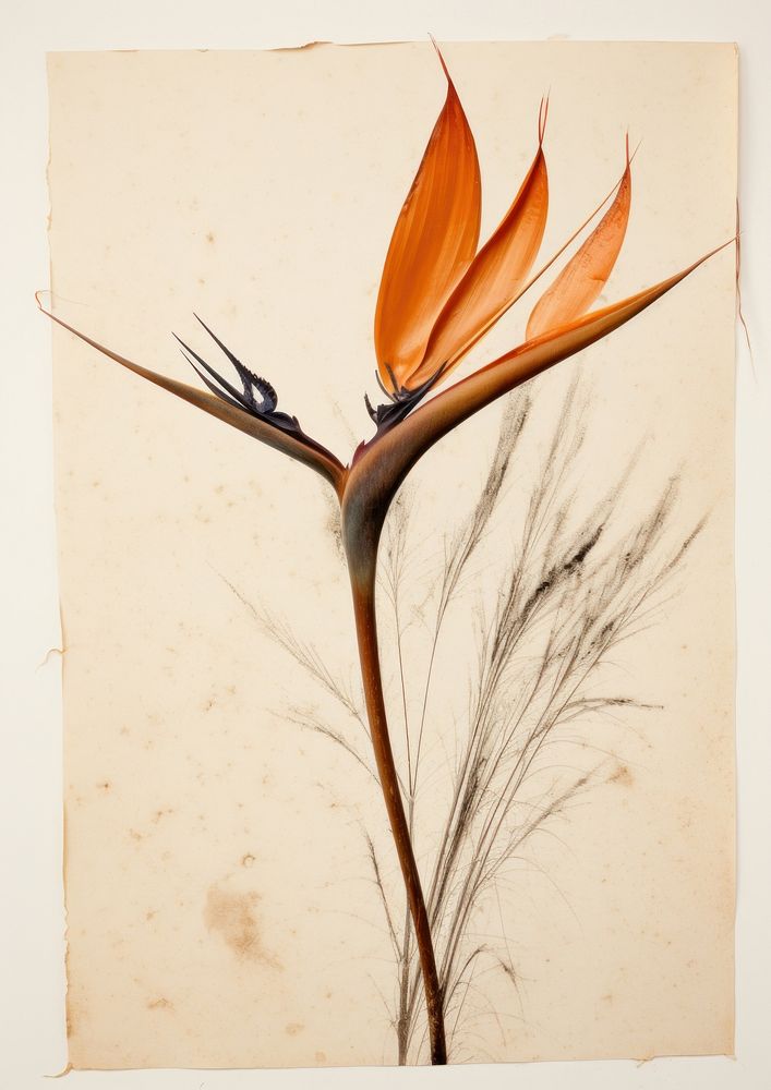Bird of paradise painting drawing sketch.