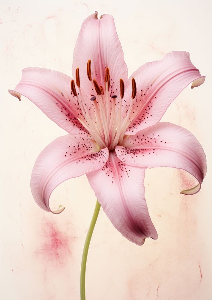 Real Pressed a pink Lily flower lily blossom.