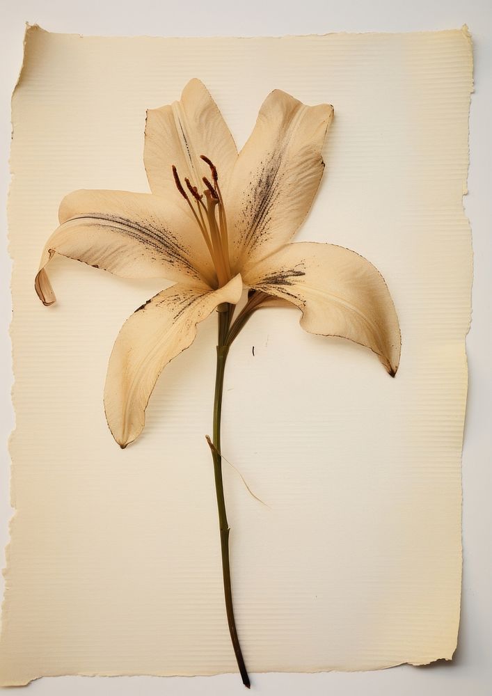 Real Pressed a white Lily flower lily plant.