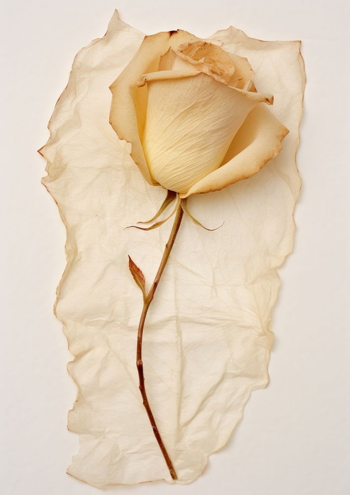 Real Pressed a white rose petal flower plant paper.