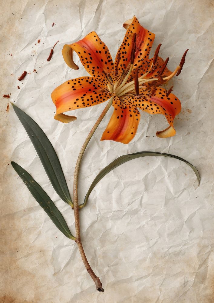 Real Pressed a Tiger Lily flower lily plant.