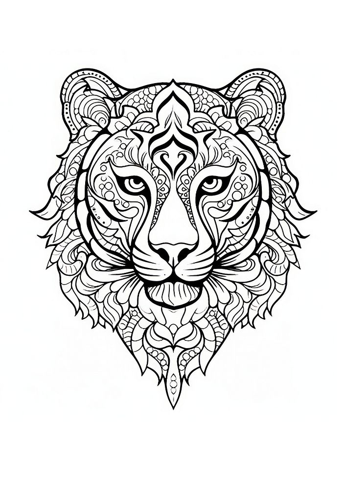 Tiger head sketch doodle drawing. AI generated Image by rawpixel.