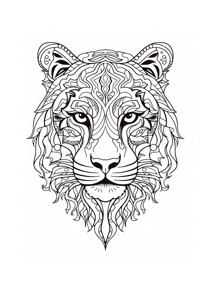 Tiger head sketch drawing animal. AI generated Image by rawpixel.