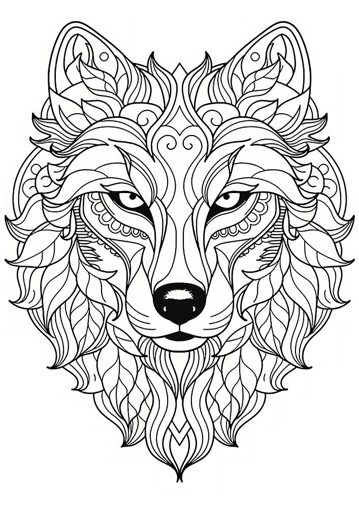 Wolf head sketch doodle drawing. AI generated Image by rawpixel.