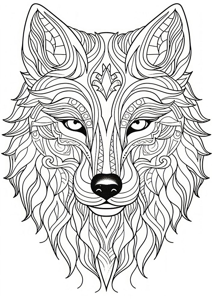 Wolf head sketch drawing doodle. AI generated Image by rawpixel.