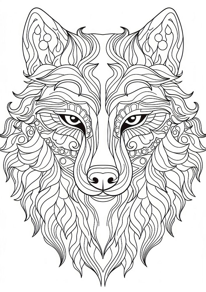 Wolf head sketch drawing doodle. AI generated Image by rawpixel.