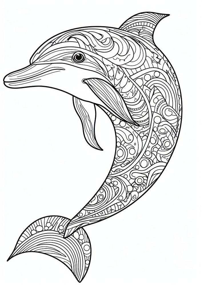 Dolphin sketch drawing doodle. AI generated Image by rawpixel.