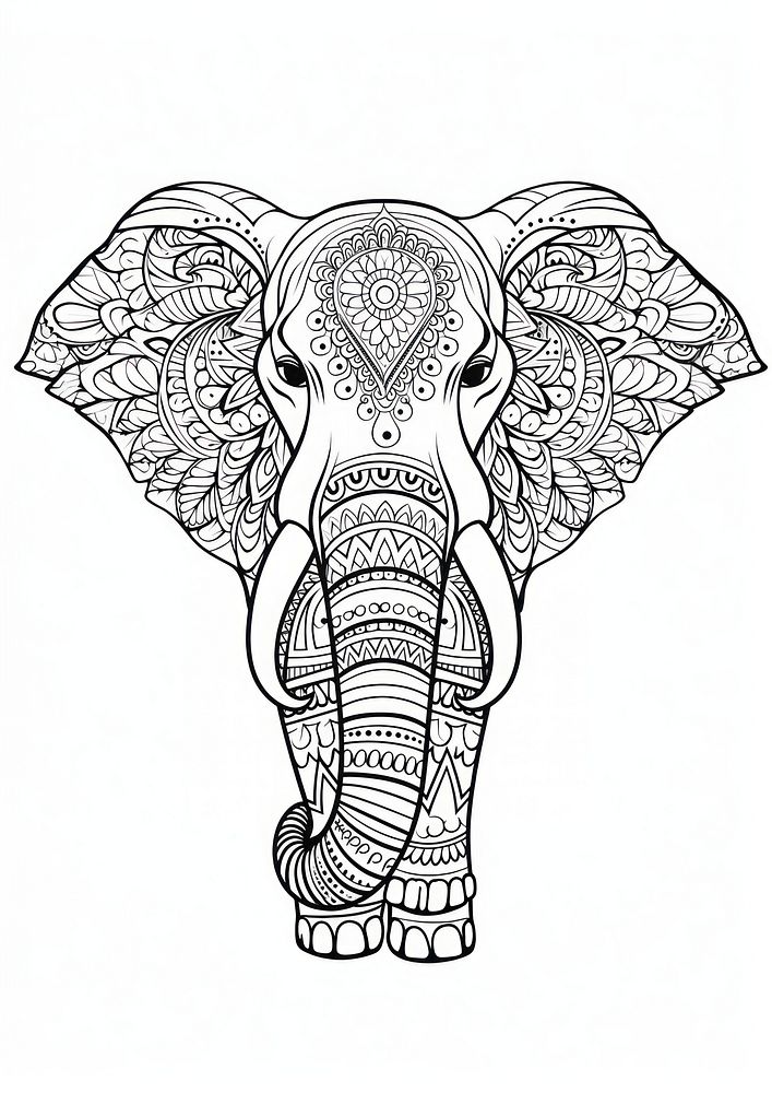 Elephant head sketch drawing doodle. AI generated Image by rawpixel.