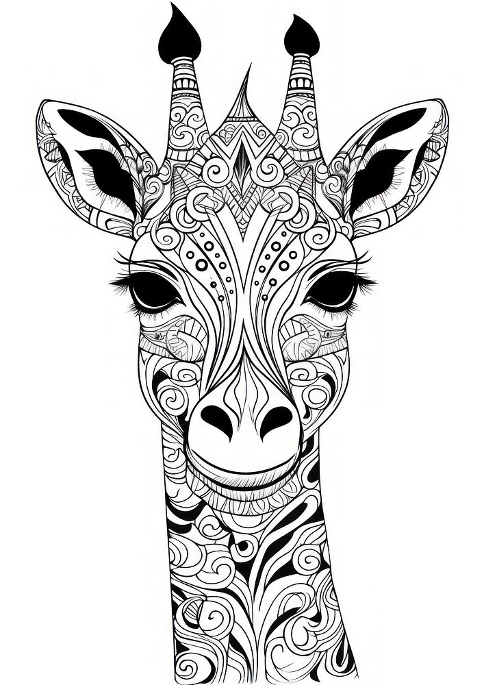 Giraff head sketch giraffe drawing. AI generated Image by rawpixel.