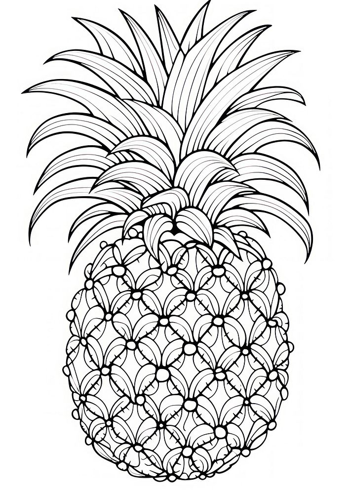 Pine apple pineapple sketch fruit. AI generated Image by rawpixel.