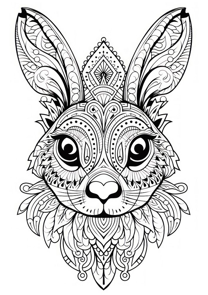 Rabbit head sketch doodle pattern. AI generated Image by rawpixel.
